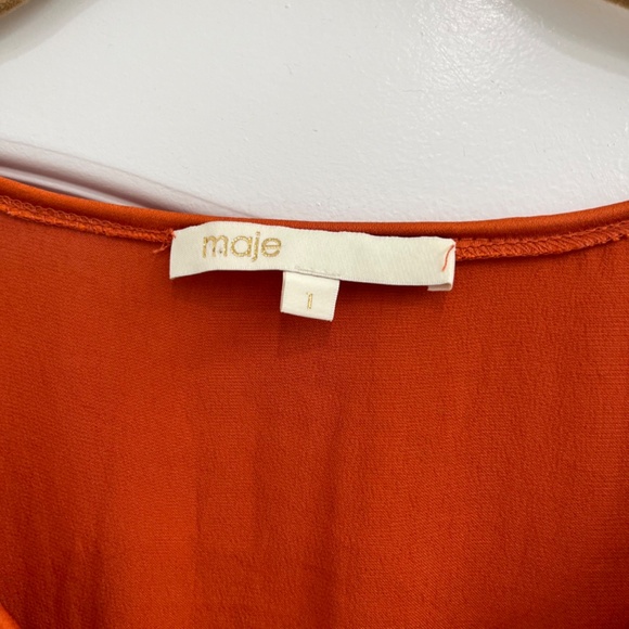 Maje Orange Mini Dress with Double Drawstring Waist - Picture 2 of 6